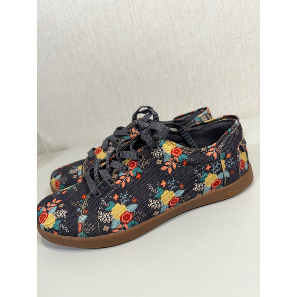 Women's Chaco Blue Ionia Floral Canvas Lace up Shoes size 7.5 - Picture 6 of 13